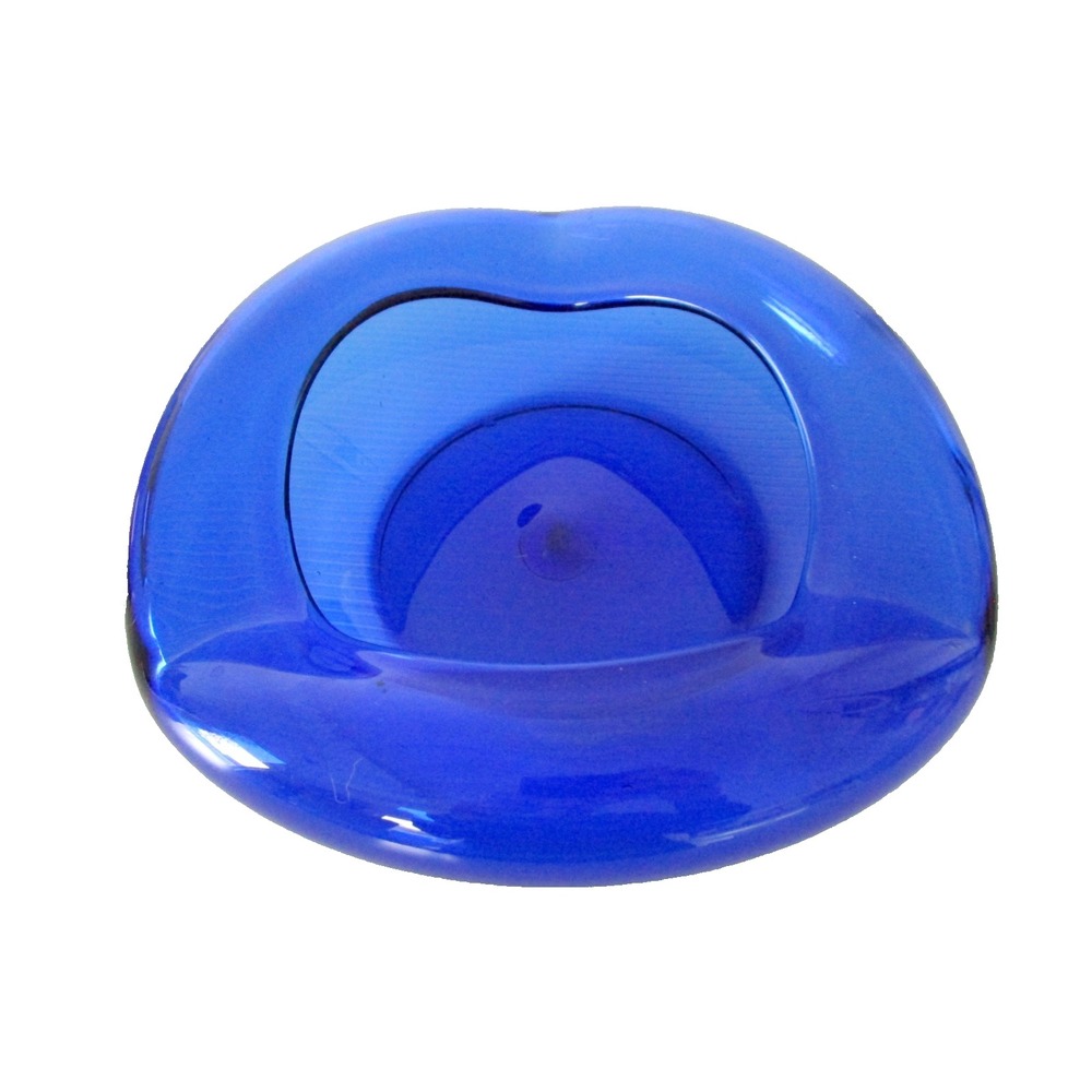 Blenko Vintage Large Blue Ashtray Blue MCM Hand Blown Art Glass Rare